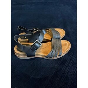 Sofft Womens Black Leather Slingback Sandals Textured Straps SF0042401 Size 9M